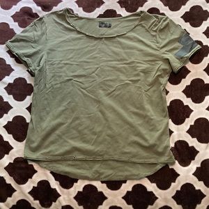 Idualist size large deconstructed military style olive green T-shirt